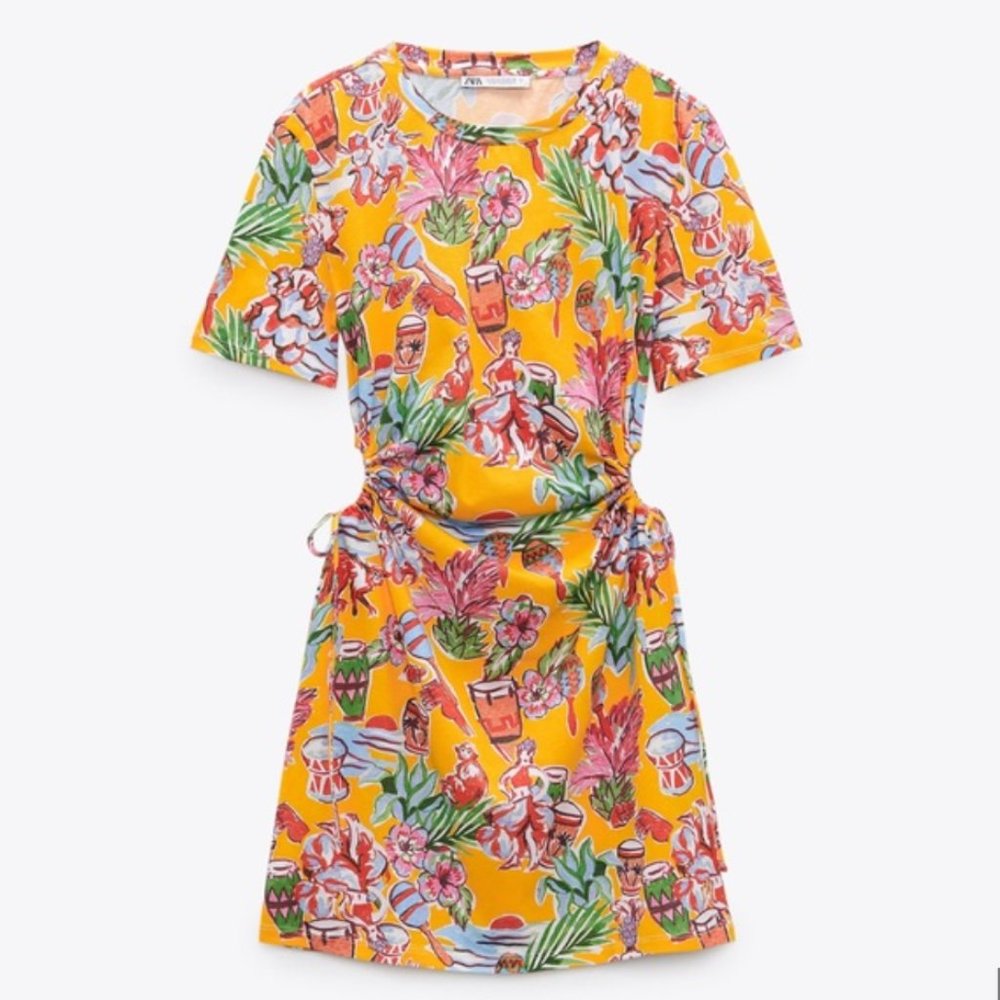 Zara | Cut Out Printed Dress